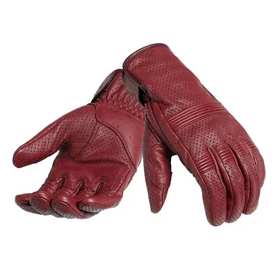 Triumph Cali Perforated Burgundy Leather Motorcycle Gloves MGVS2208-205 Large • $85