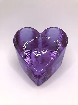 Signed Fire And Light Neodymium Alexandrite Purple Glass Heart Paperweight • $80