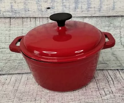 Bella 2.75 Qt Enameled Cast Iron Pot W/Lid Red W/ White Interior - 8 W/ 4 T • $29.99