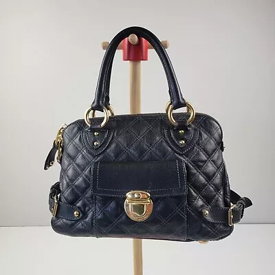 Authentic Marc Jacobs Black Venetia Quilted Leather Tote Handbag Purse Italy • $150