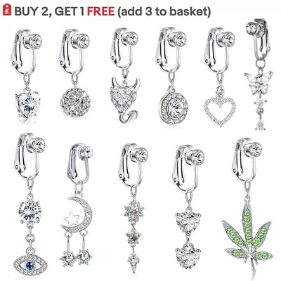 Clip On Earrings Navel Rings Body Jewelry Fake Belly Ring Faux Belly Piercing • £4.99