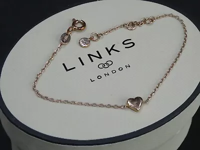 Links Of London Heart Delicate Chain Bracelet - Sterling Silver & Rose Gold • £14