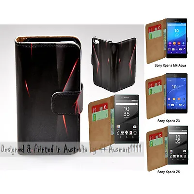 $13.98 • Buy For Sony Xperia Series Black Polygon Theme Print Wallet Mobile Phone Case Cover