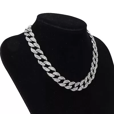 Mens Cuban Necklace 16 Inch Diamond Jewelry Hip Hop Necklace Miami Cuban Lin BOO • $13.25