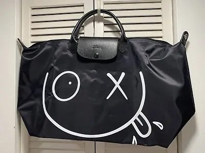 Longchamp X Andre Saraiva Le Pliage Large Tote Travel Satchel Bag Black Nylon • $125