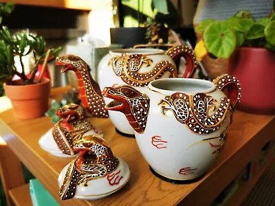 £60 • Buy Japanese Dragon Eggshell China Kutani Marked 21 Piece Tea Set With Geisha Girl