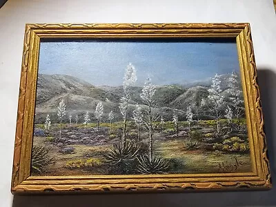 Vintage Original Oil Painting On Board- Mojave Desert In Bloom • $53.50