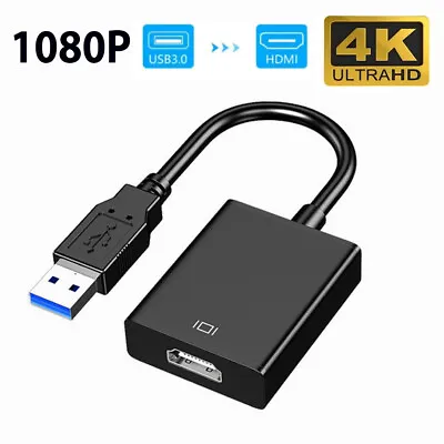 £10.61 • Buy USB 3.0 2.0 To HDMI Audio Video Adaptor Converter Cable For PC Laptop HDTV 1080P