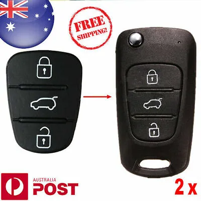 $6.29 • Buy 2x 3 Button Remote Flip Key Fob Case Repair Rubber Pad Hyundai I10 I20 I30  Z430