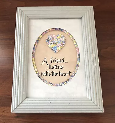 A Friend Listens With The Heart Framed Vintage 3-D Art • $12