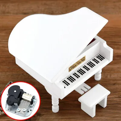 Wood Piano Wind Up Music Box Musical Movement Party Gift Present 42 Tunes Option • £35.99