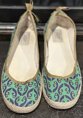 UGG Australia Shoes Womens 8 Indah Marrakech Ballet Flats 1002691 Green Fabric • $22.50