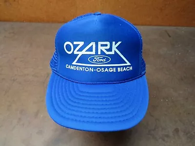 Vintage Ozark Ford Camdenton Osage Beach Employee Blue Snapback Hat Trucker Cap • $17.18