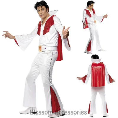 CL470 Elvis Presley Red Flare Rock & Roll 50s Mens Adult Fancy Dress Costume • $35.91