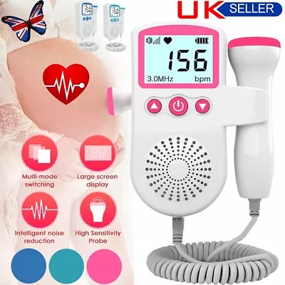 Baby Heartbeat Monitor Fetal Doppler Pregnancy Heart Beat Detector Rate Monitor • £12.99