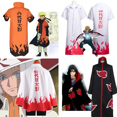 Naruto Shippuden Akatsuki Hokage Robe Cloak Coat Anime Cosplay Costume Halloween • $19.99