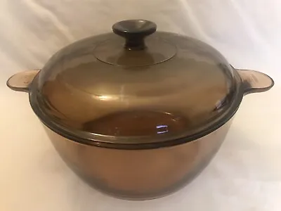 Corning Ware Vision Pyrex Amber Cookware 4.5 L / 5 QT Dutch Oven Pot & Lid USA • $39.99