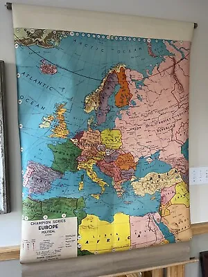 Europe 1950 School Pull Down Wall Map - Weber Costello - On Canvas Roll • $395