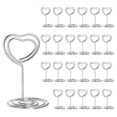 24pcs Table Number Holders 50mm Tall 33mm Base Width Mini Heart Silver Tone • £12.90
