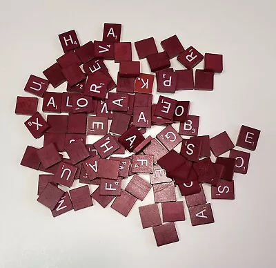 Scrabble Deluxe Maroon Red Letters Lot Of 97 Tiles Crafts Jewelry Replacement • $12.99