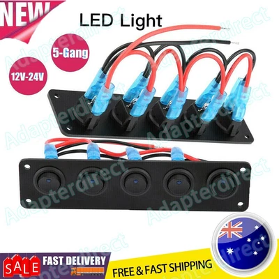 $18.85 • Buy Car 5 Gang 12V Switch Panel LED Rocker USB ON-OFF Toggle For Boat Marine Caravan
