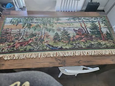 Vintage Rare German Tapestry Fox Hunting A Capercaillie/Auerhahn  66 3/4 X 27  • $54.99