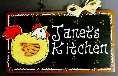 CHICKEN KITCHEN SIGN Personalize Name WALL HANGER PLAQUE Country Rooster Decor  • $12.55