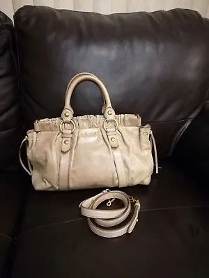 $449 • Buy Miu Miu Distressed Wrinkle Leather Gathered Shoulder Bag Handbag 2 Way