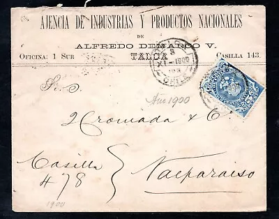 Chile Sobre Con Sello De Impuesto Talca - Valparaiso 1900 • $12