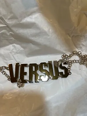 New Versace Versus Large  Logo Gold Tone Choker Chain Necklace NWT • $375