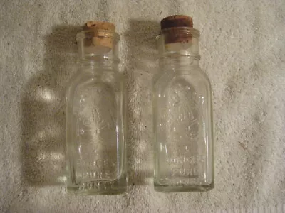 Pair Four Oz Pure Honey Glass Jars/Bottles Embossed Beehive Honey Acres W/Corks • $3.95