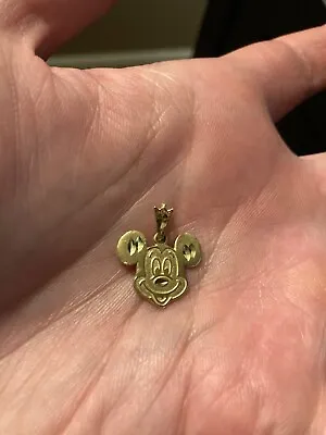 Vintage Mickey Mouse Head Disney 14K Yellow Gold Pendant Charm • $189