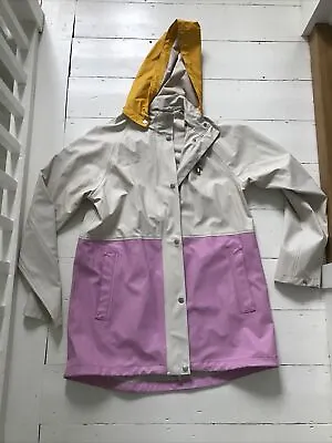 Ilse Jacobsen Hornbaek Colour Block Raincoat Rain Jacket Size 12 EU38 • £39