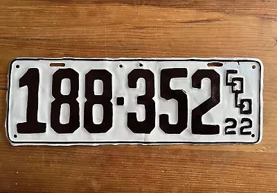 1922 Colorado License Plate Repaint On Solid Metal • $44.99