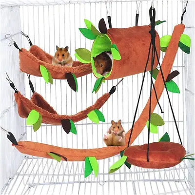 5PCS Hamster Hammock Rat Hanging Bed House Guinea Pig Nest Cage Toy Accessories • £12.53