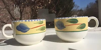 2 LARGE MAXAM Hand Painted COFFEE / SOUP MUGS FROM ITALY • $16