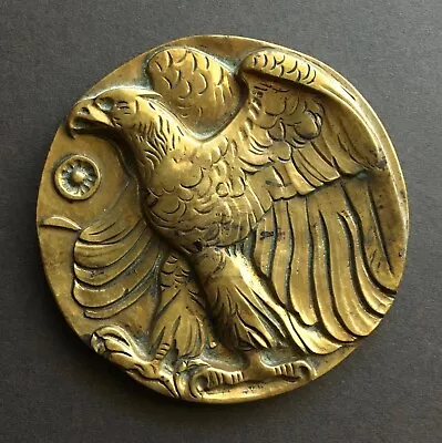 Vintage Original Cast Solid Metal Medallion Artwork Sculpture Eagle • $599