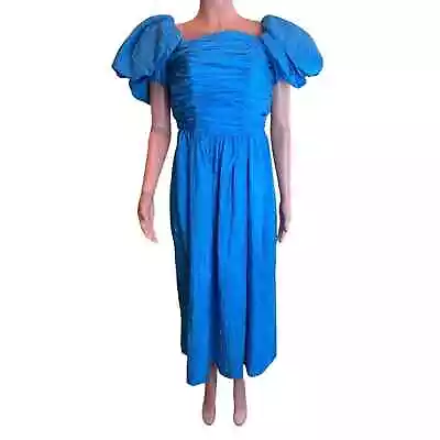 Vintage Alyce Designs Prom Dress Womens XS Blue Puff Sleeve Cocktail Retro Glam • $69