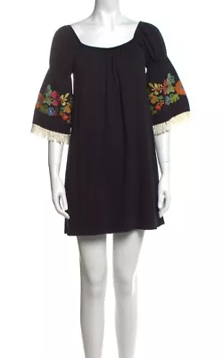 VAVA By Joy Han Floral Embroidered Scoop Neck Mini Black Dress Size S • $53.91