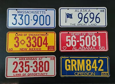 Cereal Box Metal Miniature License Plates 1968 - MA NM AR OR AK AL • $9