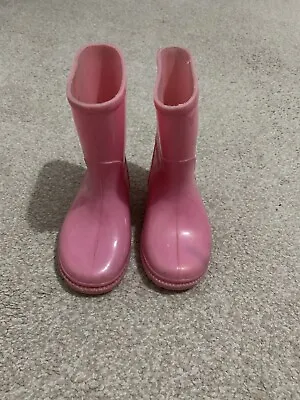 Girls Pink Wellies Wellington Boots Shoes Size 5 Infant • £5