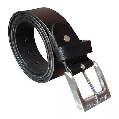 Men's Black Belt 100% Full Grain Real Leather Belts Made By Milano • £17.18