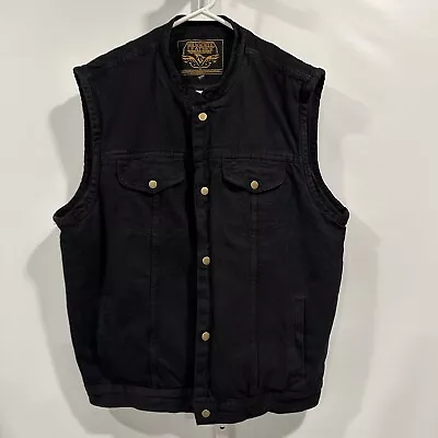 Milwaukee Performance Concealed Carry Black Heavy Denim Jean Jacket Vest Men 2XL • $32