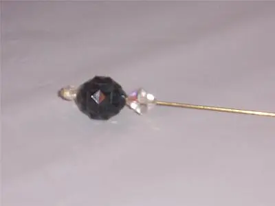  Black And Crystal Bead Vintage Hat Scarf Shawl Pin  Hand Crafted • £46.71