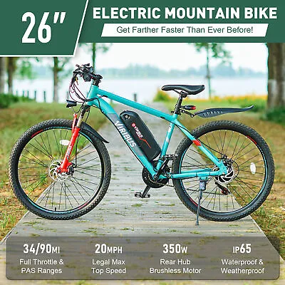 $545.50 • Buy Electric Mountain Bike 26  350W Motor 48V Battery USB Port City EBike E Bicycle