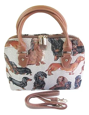 Dog Medium Sized Tapestry Expandable Handbag-Shoulder - Dachshund • $53