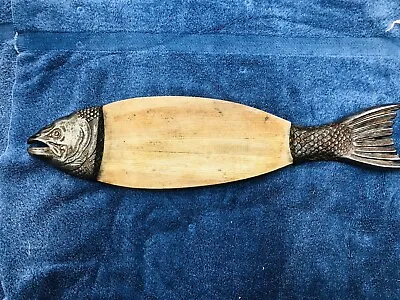 Vintage Salmon Fish Wood/ Metal Cutting Board Approximately 24”. • $50