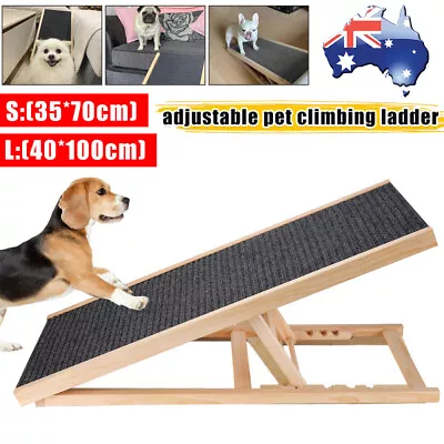 Foldable Dog Pet Ramp Height Dogs Stairs For Bed Sofa Car 70cm/100cm Adjustable • $50.45