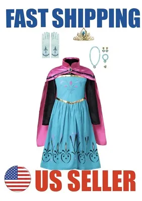 Elsa Frozen Princess Queen Coronation Dress Up Set Girls Costume Fast Shipping • $23.95