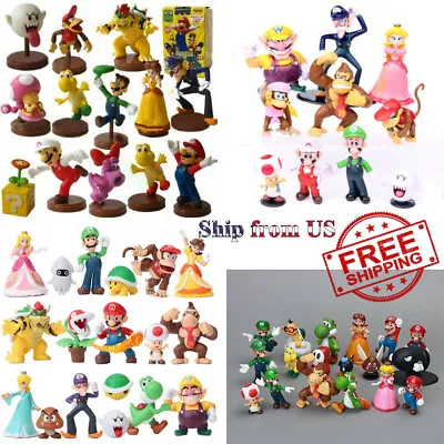 Super Mario Bros Mario Cake Toppers Party Action Figures Birthday Gift Toys • $29.99